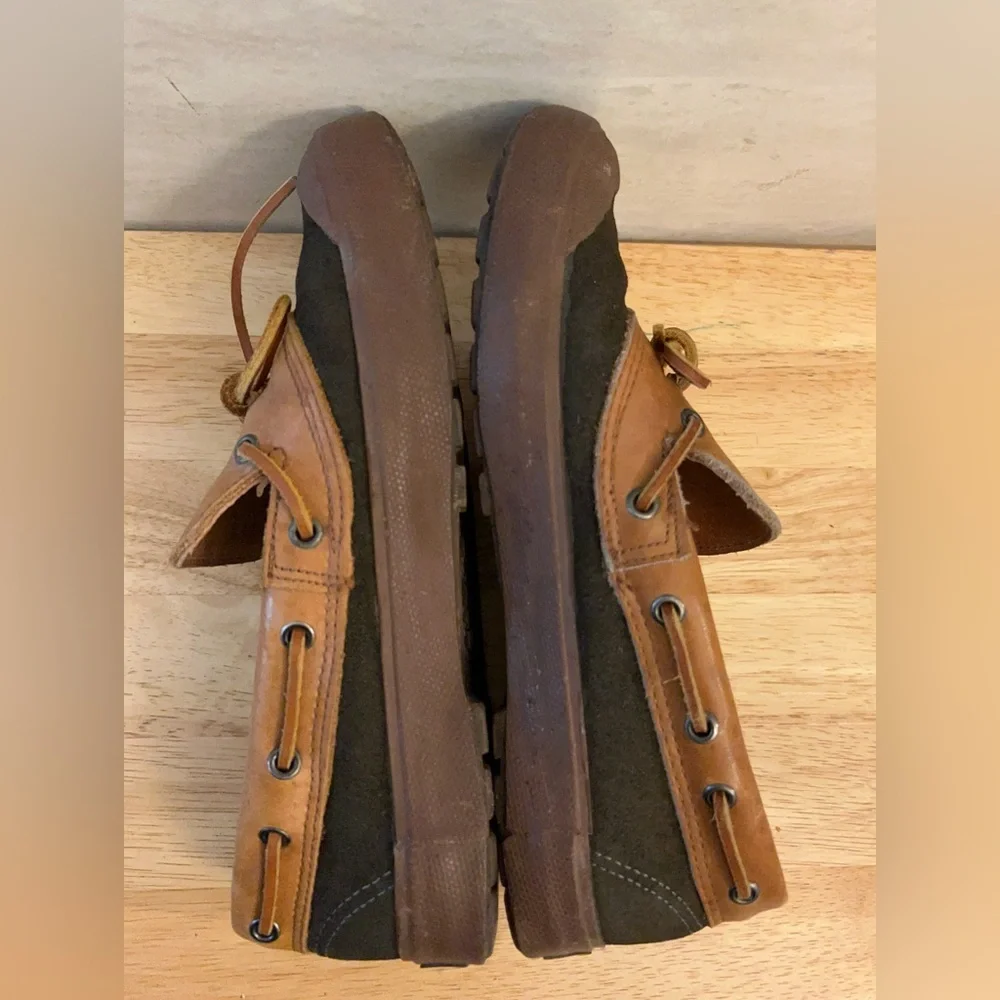 Vintage- Polo by Ralph Lauren Tan Leather and Dark Brown Suede Boat Duck Shoes